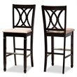 Bowery Hill Contemporary Brown Upholstered Espresso Wood 2-Piece Bar Stool Set