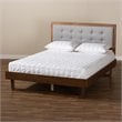Bowery Hill Gray Upholstered Wood Full Size Platform Bed
