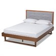 Bowery Hill Gray Upholstered Wood Full Size Platform Bed