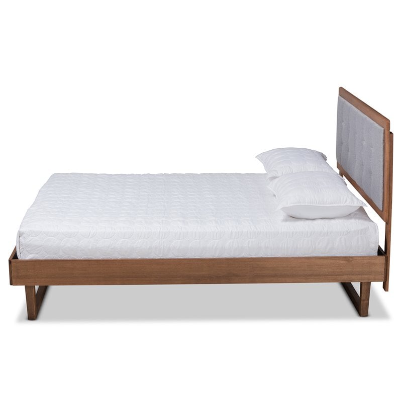 Bowery Hill Gray Upholstered Wood King Size Platform Bed