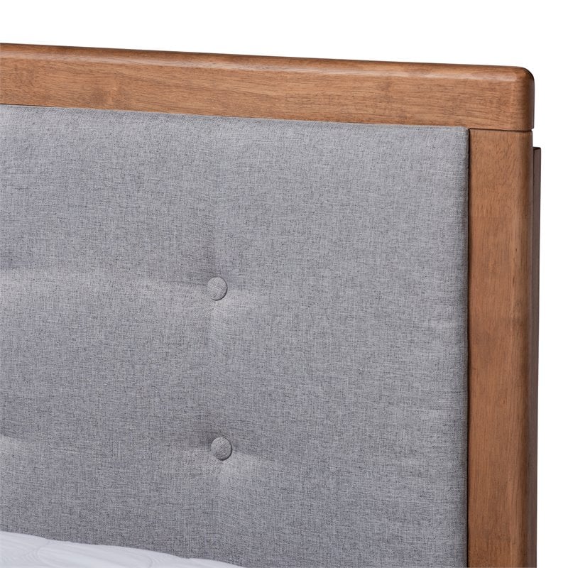 Bowery Hill Gray Upholstered Wood King Size Platform Bed