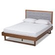 Bowery Hill Gray Upholstered Wood King Size Platform Bed