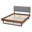 Bowery Hill Gray Upholstered Wood Full Size Platform Bed