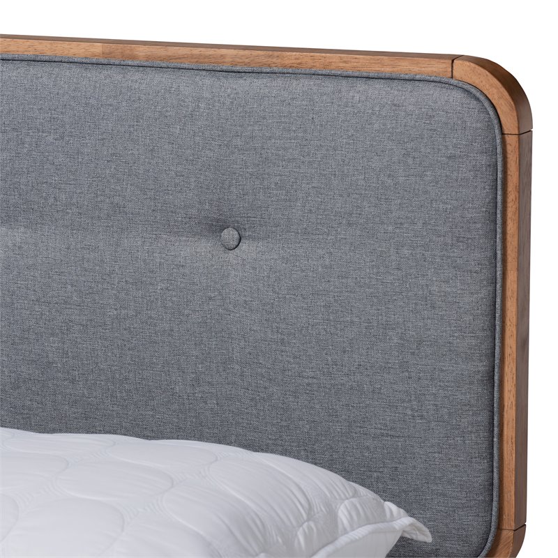 Bowery Hill Gray Upholstered Wood Queen Size Platform Bed