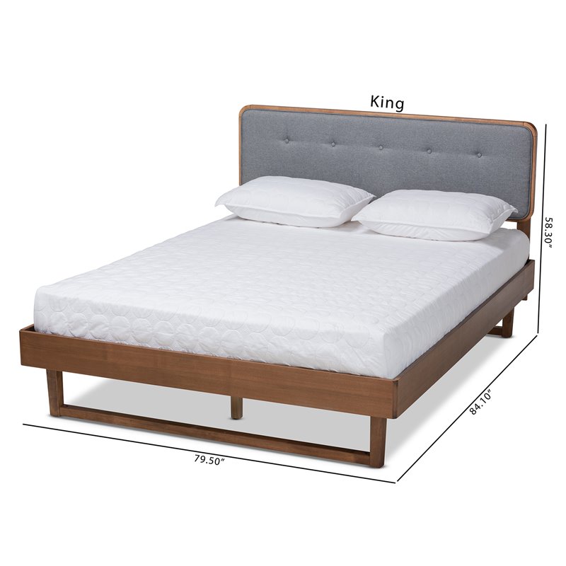 Bowery Hill Gray Upholstered Wood Queen Size Platform Bed