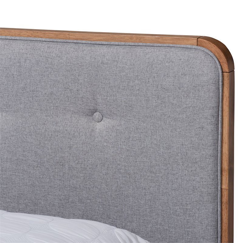 Bowery Hill Gray Upholstered Wood Queen Size Platform Bed