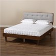 Bowery Hill Gray Upholstered Wood Queen Size Platform Bed
