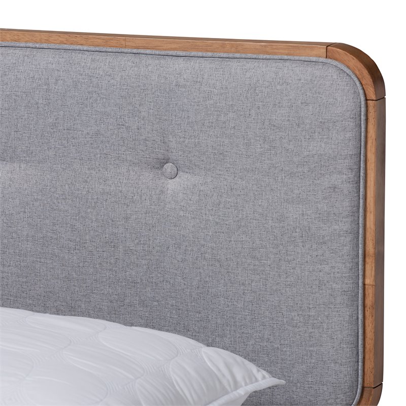 Bowery Hill Gray Upholstered Wood Queen Size Platform Bed