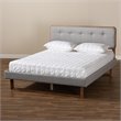 Bowery Hill Gray Upholstered Wood Queen Size Platform Bed
