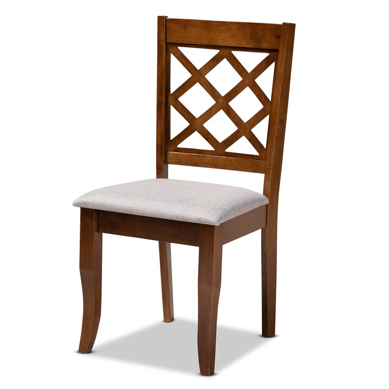 Bowery Hill Gray Upholstered Walnut Wood 4-Piece Dining Chair Set