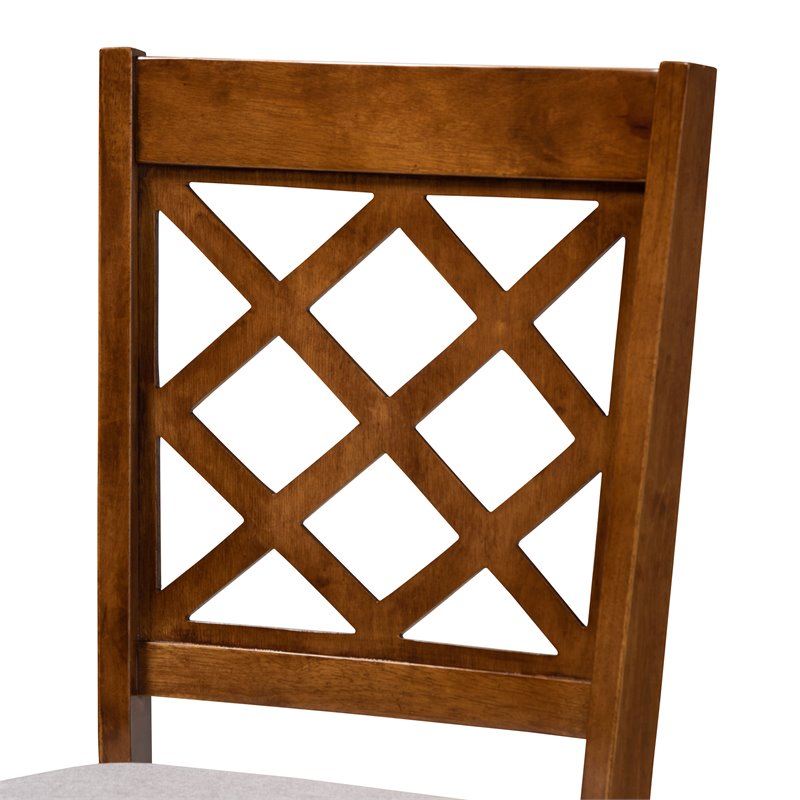 Bowery Hill Gray Upholstered Walnut Wood 4-Piece Dining Chair Set