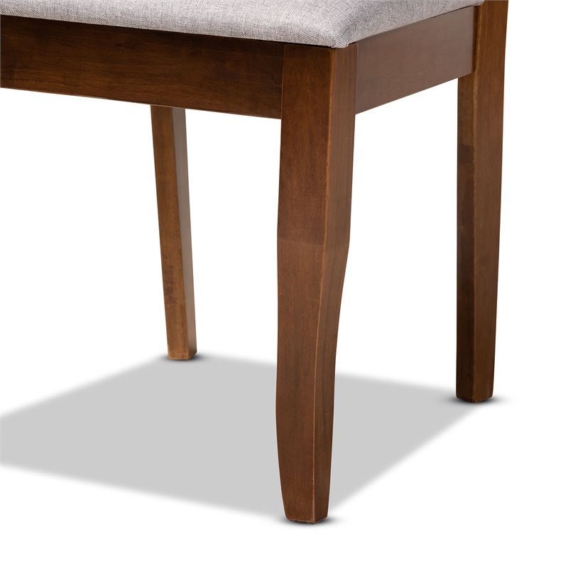 Bowery Hill Gray Upholstered Walnut Wood 4-Piece Dining Chair Set