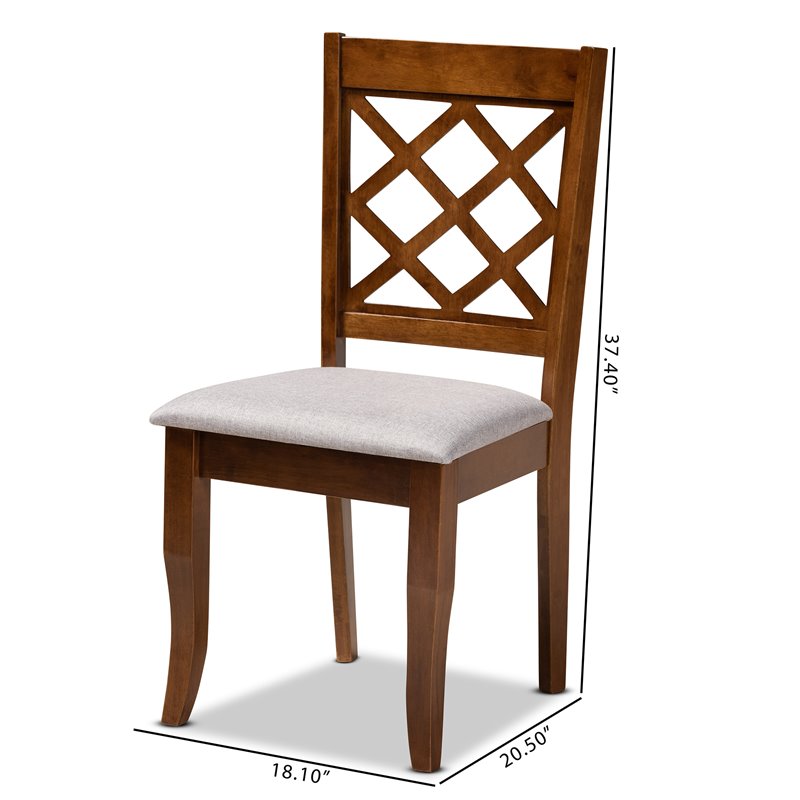 Bowery Hill Gray Upholstered Walnut Wood 4-Piece Dining Chair Set