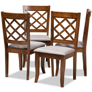bowery hill gray upholstered walnut wood 4-piece dining chair set