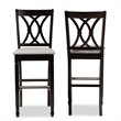 Bowery Hill Gray Upholstered Espresso Wood 2-Piece Bar Stool Set