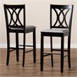 Bowery Hill Gray Upholstered Espresso Wood 2-Piece Bar Stool Set