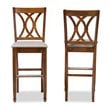 Bowery Hill Contemporary Gray Upholstered Walnut Wood 2-Piece Bar Stool Set