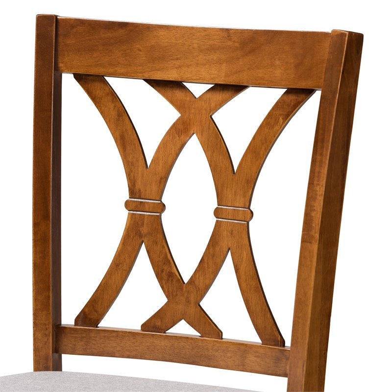 Bowery Hill Contemporary Gray Upholstered Walnut Wood 2-Piece Bar Stool Set