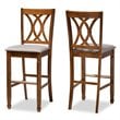 Bowery Hill Contemporary Gray Upholstered Walnut Wood 2-Piece Bar Stool Set