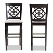 Bowery Hill Contemporary Gray Upholstered Espresso Wood 2-Piece Bar Stool Set