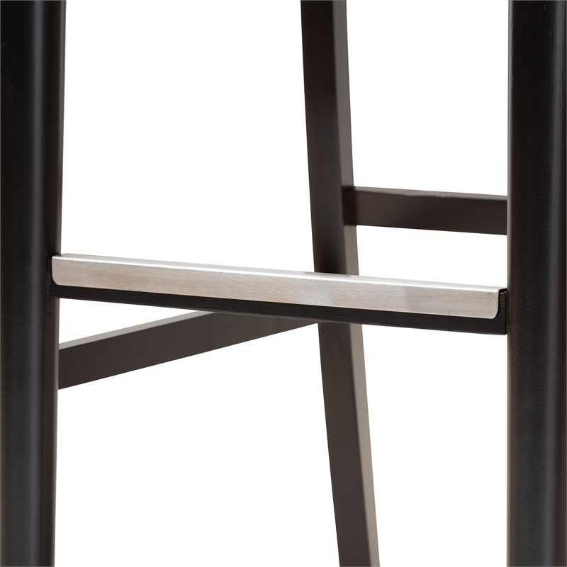 Bowery Hill Contemporary Gray Upholstered Espresso Wood 2-Piece Bar Stool Set