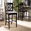 Bowery Hill Contemporary Gray Upholstered Espresso Wood 2-Piece Bar Stool Set