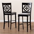 Bowery Hill Contemporary Gray Upholstered Espresso Wood 2-Piece Bar Stool Set