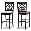 Bowery Hill Contemporary Gray Upholstered Espresso Wood 2-Piece Bar Stool Set