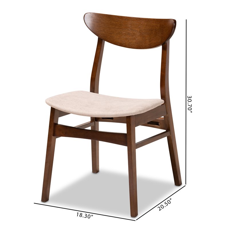 Bowery Hill Beige Upholstered Wood 4-Piece Dining Chair Set