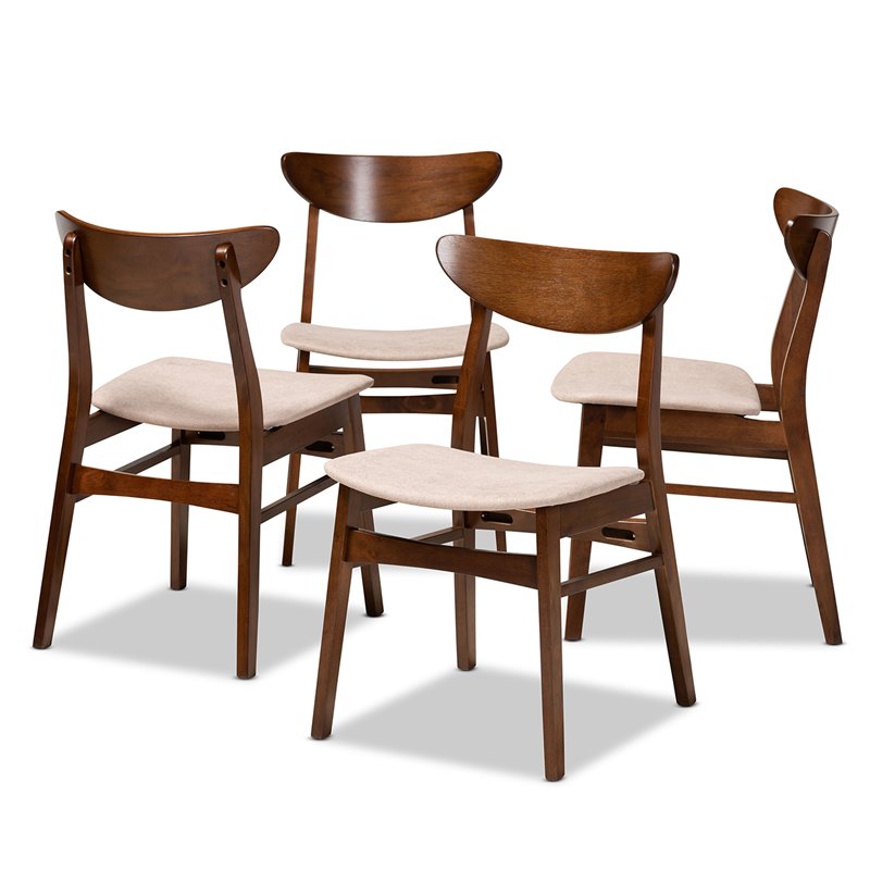 Bowery Hill Beige Upholstered Wood 4-Piece Dining Chair Set