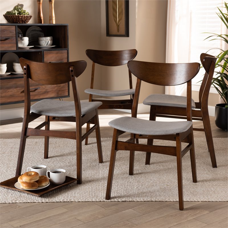 Bowery Hill Gray Upholstered Wood 4-Piece Dining Chair Set