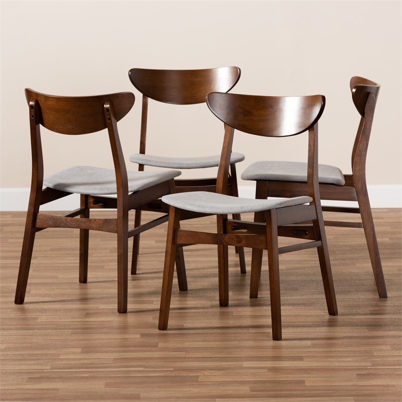 Bowery Hill Gray Upholstered Wood 4-Piece Dining Chair Set