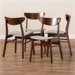 Bowery Hill Gray Upholstered Wood 4-Piece Dining Chair Set