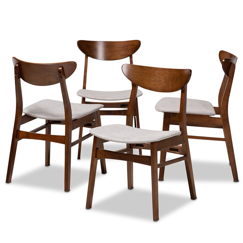 Bowery Hill Gray Upholstered Wood 4-Piece Dining Chair Set