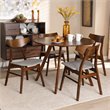 Bowery Hill Gray Upholstered Walnut Wood 5-Piece Dining Set