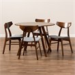 Bowery Hill Gray Upholstered Walnut Wood 5-Piece Dining Set