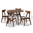 Bowery Hill Gray Upholstered Walnut Wood 5-Piece Dining Set