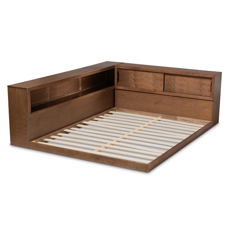 Bowery Hill Walnut Finished Wood Queen Size Platform Storage Bed
