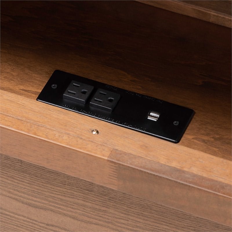 Bowery Hill Walnut Finished Wood Queen Size Platform Storage Bed