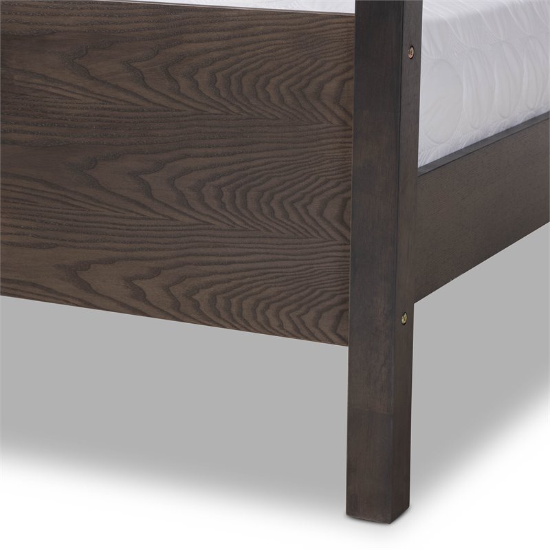 Bowery Hill Gray and Oak Finished Wood Queen Platform Canopy Bed