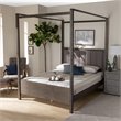 Bowery Hill Gray and Oak Finished Wood Queen Platform Canopy Bed