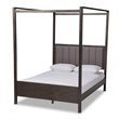 Bowery Hill Gray and Oak Finished Wood Queen Platform Canopy Bed