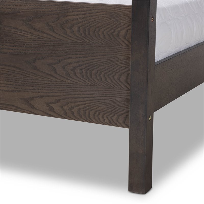 Bowery Hill Gray and Oak Finished Wood King Platform Canopy Bed