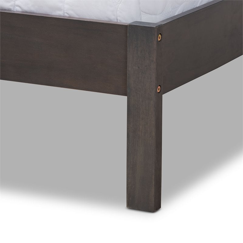 Bowery Hill Gray and Oak Finished Wood Queen Size Panel Bed
