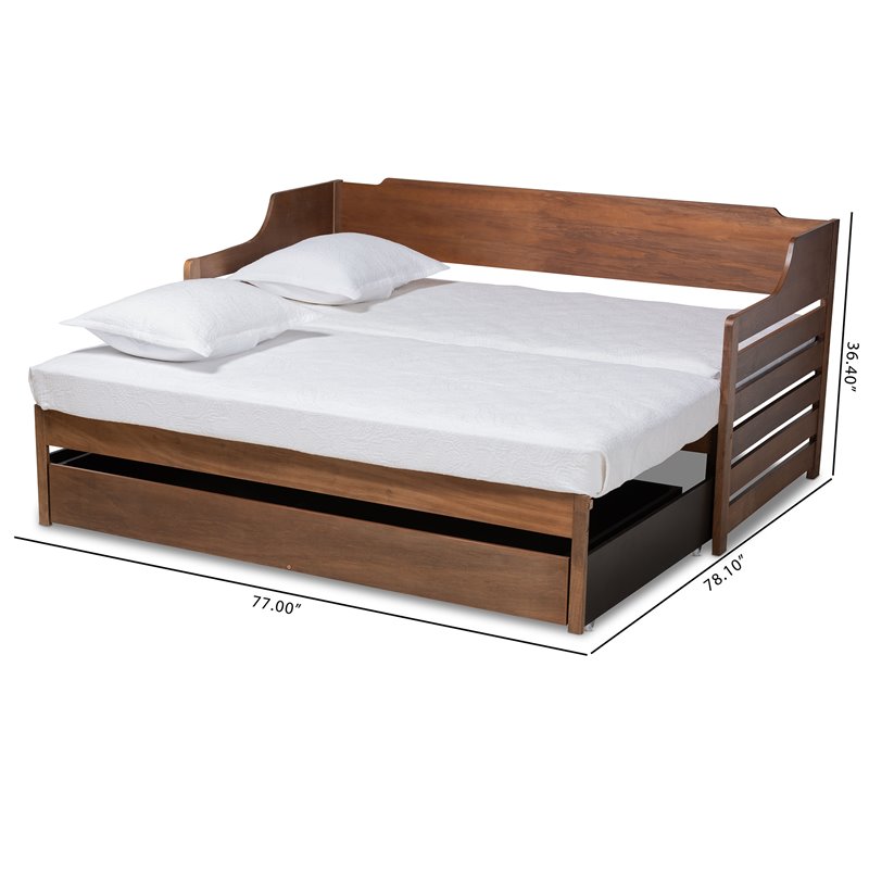 Bowery Hill Transitional Wood Expandable Twin Size to King Size Daybed in Brown