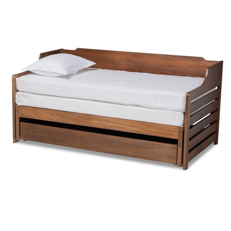 Bowery Hill Transitional Wood Expandable Twin Size to King Size Daybed in Brown