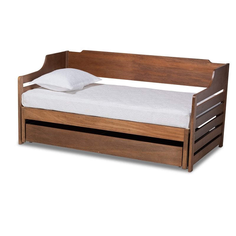 Bowery Hill Transitional Wood Expandable Twin Size to King Size Daybed in Brown