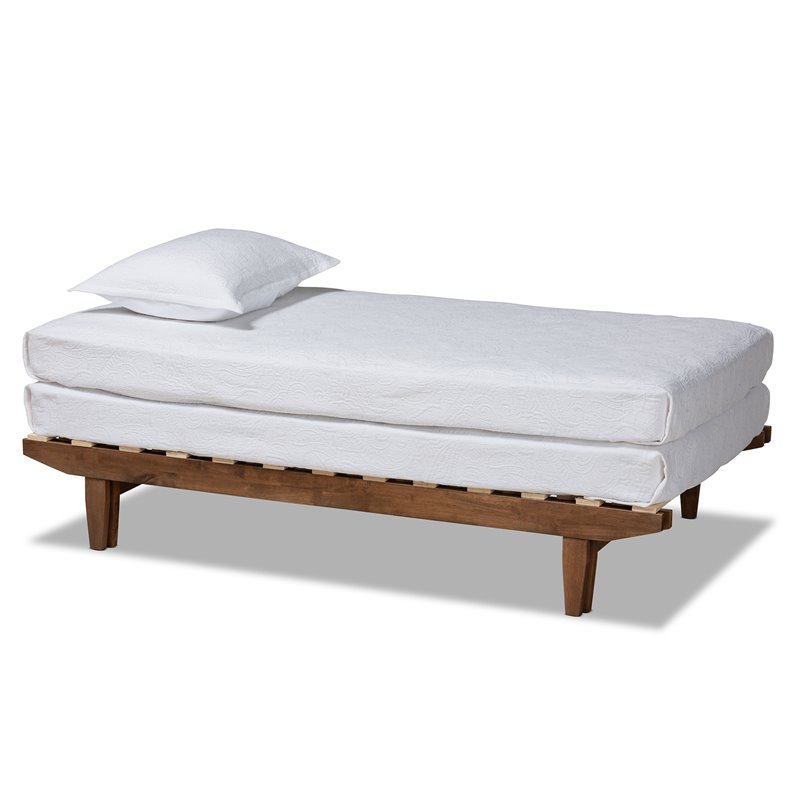 Bowery Hill Walnut Finished Wood Expandable Twin to King Size Bed Frame