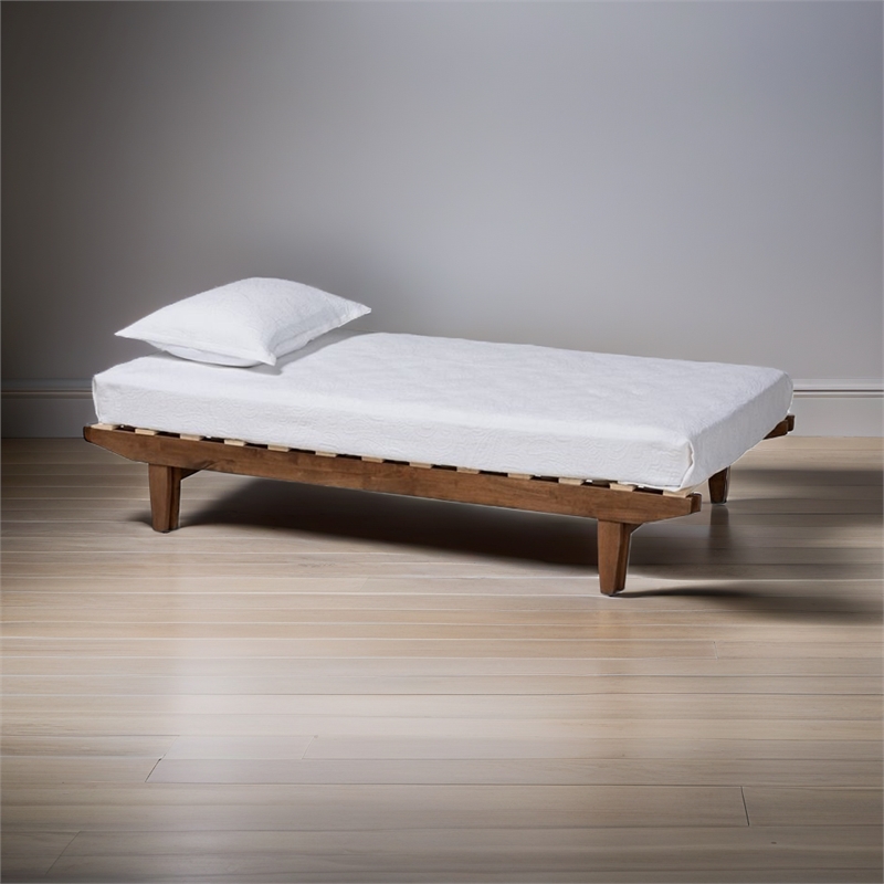 Bowery Hill Walnut Finished Wood Expandable Twin to King Size Bed Frame