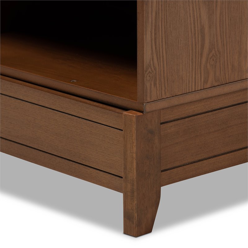 Bowery Hill Walnut Brown Finished Wood Queen Size Platform Storage Bed